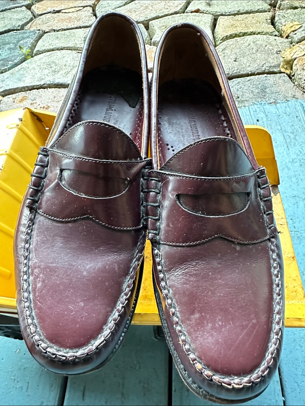 Men's Burgundy Leather Slip-On Penny Loafers